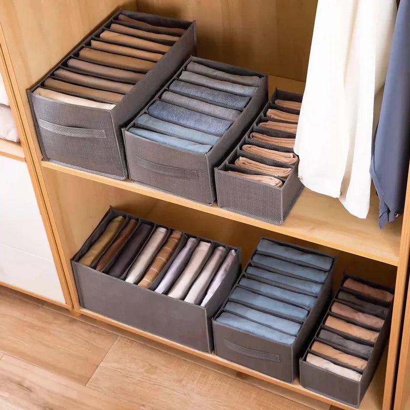 5PCS Gray 9-Grids Closet Clothes Organizer Storage Box Cabinet Drawers Set - 44x25x22cm-3
