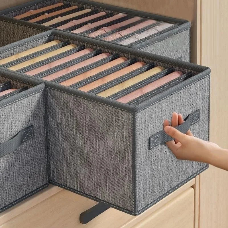 5PCS Gray 9-Grids Closet Clothes Organizer Storage Box Cabinet Drawers Set - 44x25x22cm-2