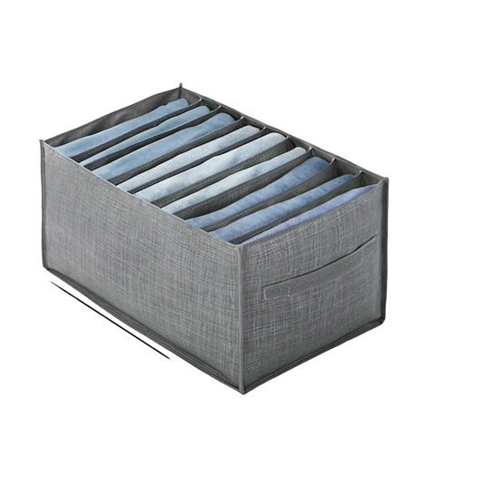 5PCS Gray 9-Grids Closet Clothes Organizer Storage Box Cabinet Drawers Set - 44x25x22cm-0